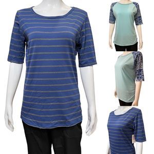Lularoe Gigi Lot blouse blue Stripe size large form fitting half sleeve 1 Is NWT